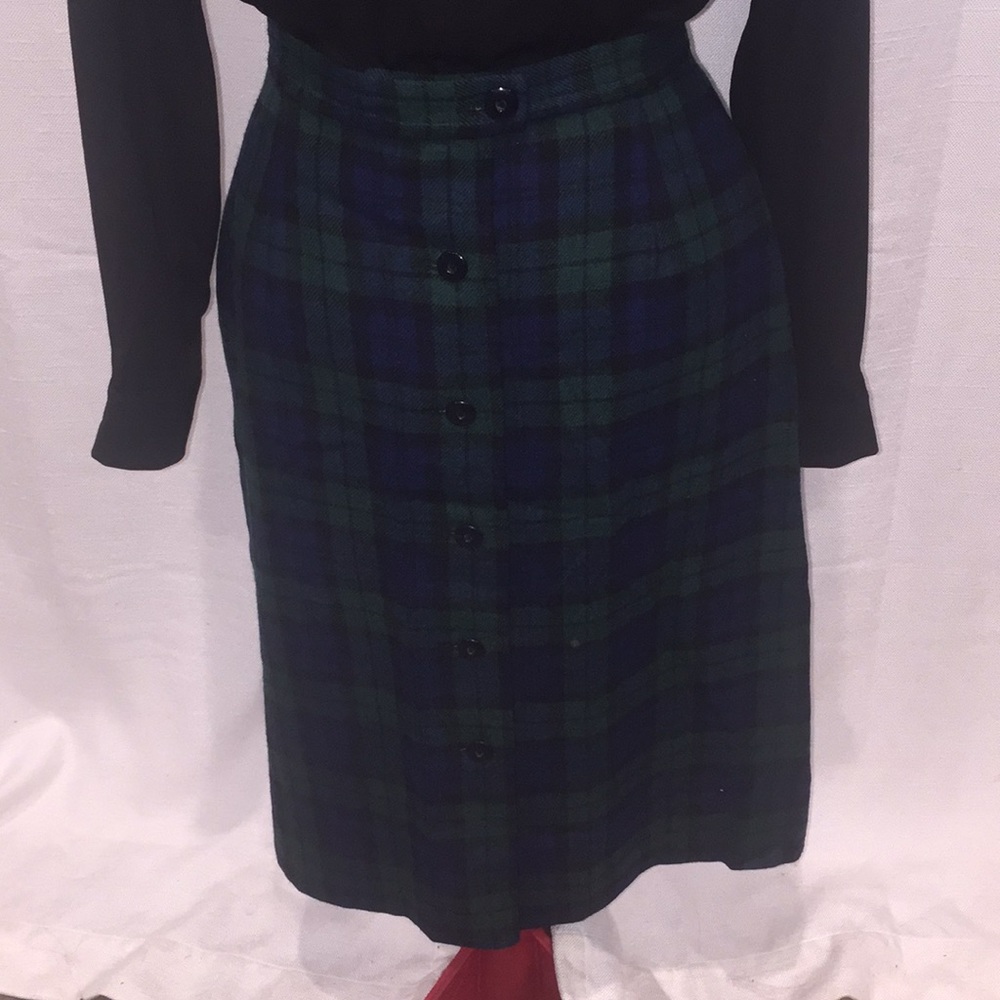 Pendleton wool green plaid skirt